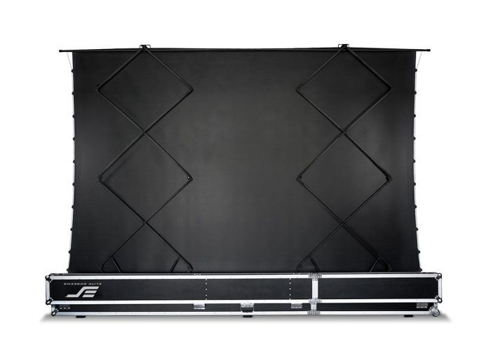 Projection Screen with black surface and sturdy frame. Projection screen with black surface and sturdy frame for home or professional use.