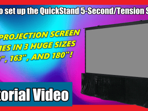 Elite Screens QuickStand 5-Second Tension Series projector screen setup.