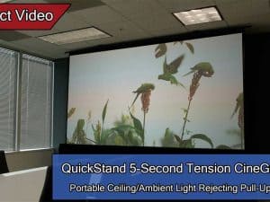 Elite Screens QuickStand 5-Second Tension Series portable projector screen for presentations.