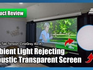Ambient light rejecting projector screen for bright rooms and clear images.