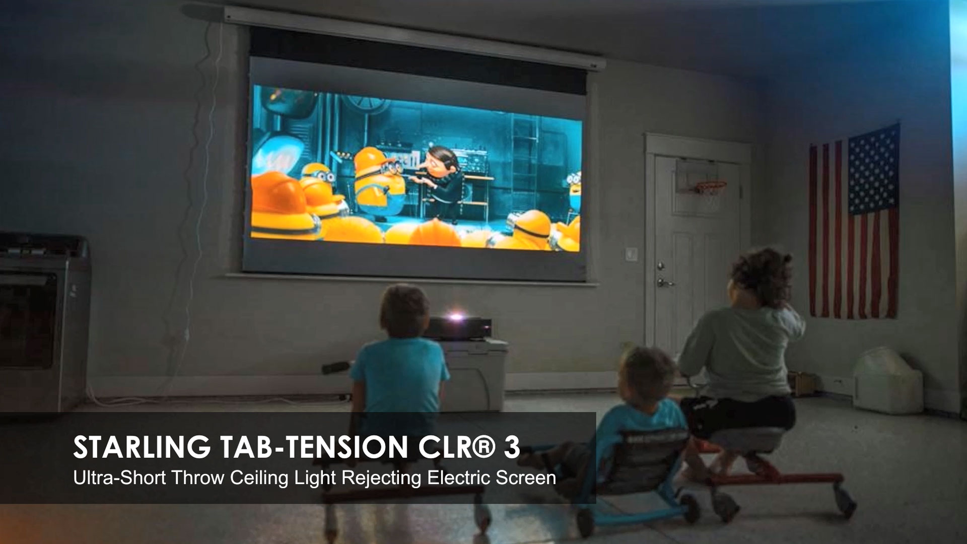 Starling Tab-Tension CLR® 3 Electric Ceiling Ambient Light Rejecting Projector Screen