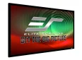 Elite Screens projector screen with vibrant display and logo.
