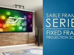 Fixed frame projector screen from Elite Screens Sable Frame 2 Series for home theaters.