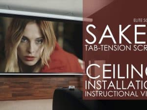 Saker Tab-Tension AcousticPro UHD projector screen for ceiling installation.