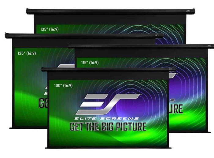 Elite Screens Projector Screens for Home & Business Quality projector screens in various sizes for home theaters and presentations. Perfect for immersiv.