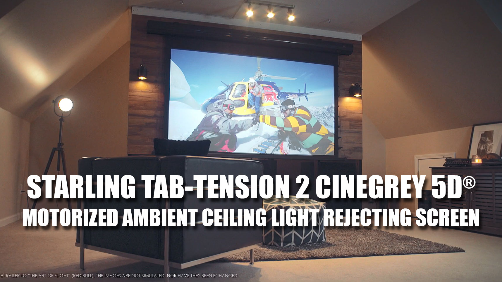 Elite Screens Starling Tab-Tension CineGrey 5D Ceiling Ambient Light Rejecting Electric Screen