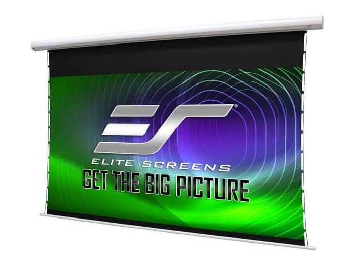 Projection screen with ambient light rejecting technology for bright, clear images.