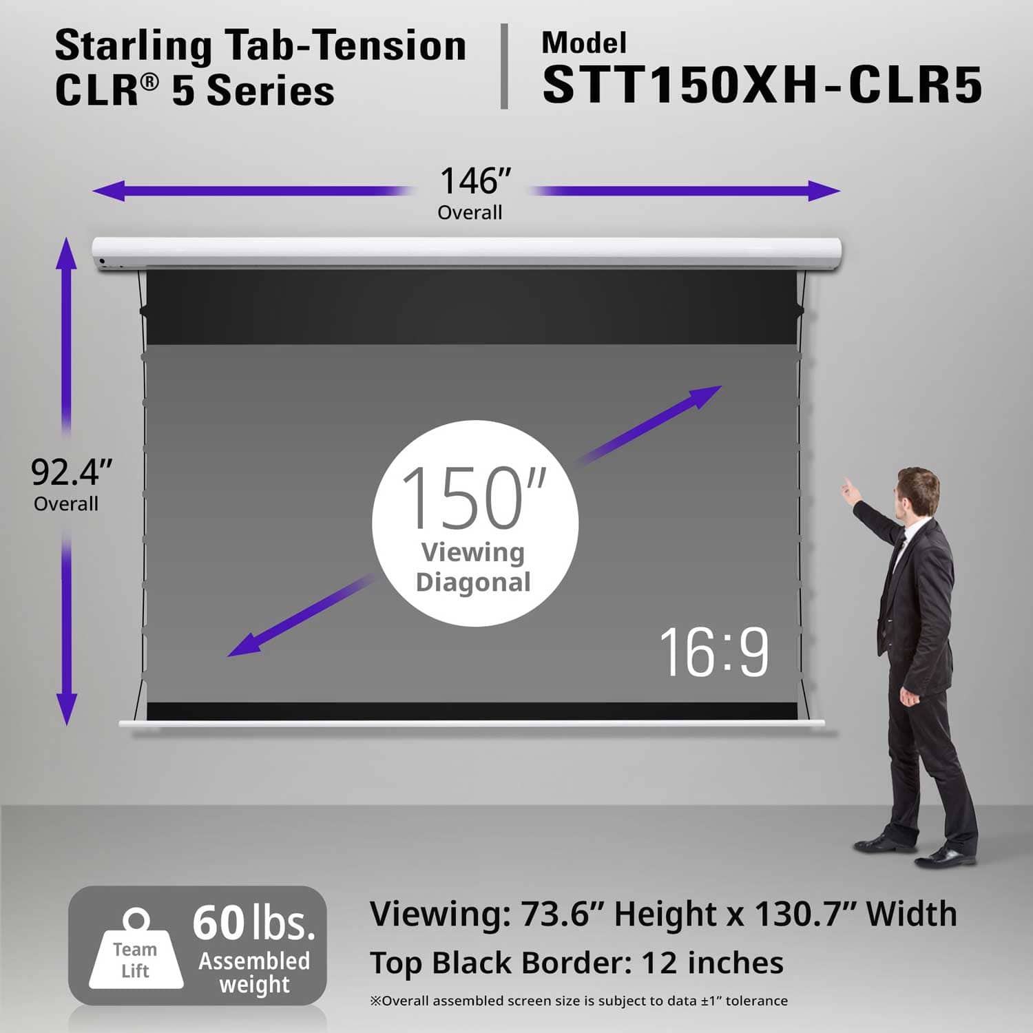 Starling Tab-Tension CLR® 5 - ALR Electric Projector Screen