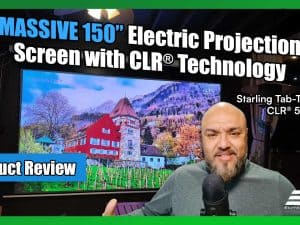Massive 150" electric projection screen with CLR technology for vibrant images.