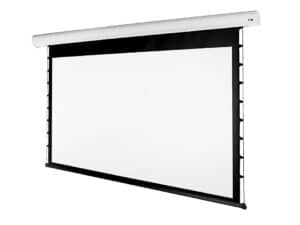 Motorized projector screen for home theater and presentations.
