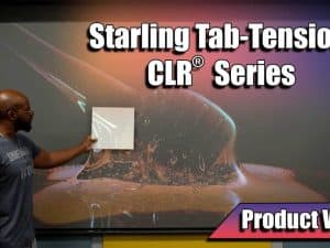 Starling Tab-Tension CLR® projection screen for ceiling light rejection.