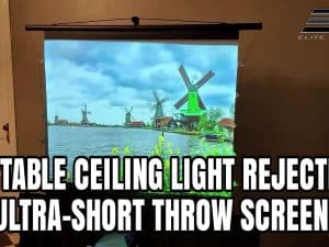 Portable Light-On CLR® 3 Series projector screen for bright, vivid images.