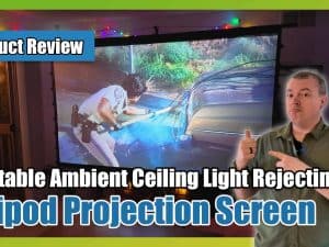 Portable ambient ceiling light rejecting projector screen.