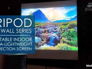 Portable indoor ultra-lightweight projection screen for home or office use.