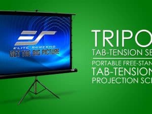 Portable Tripod Tab-Tensioned Projection Screen for Presentations.