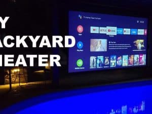 Yard Master Electric Series outdoor projector screen for backyard home theater.