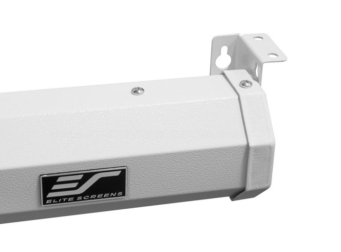 Projector Screen Mount Bracket White projector screen mount bracket for ceiling installation.
