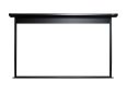 Elite Screens projector screen with black frame, ideal for home theater and presentations.