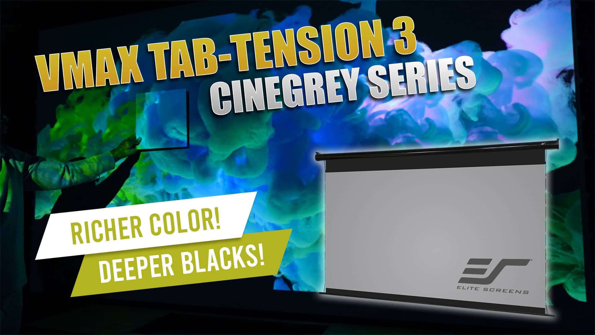 VMAX Tab-Tension 3 CineGrey projector screen for home theaters.
