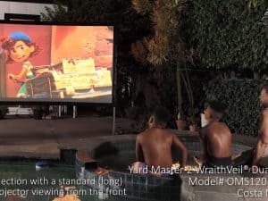 Rear projection screen with WraithVeil® for outdoor movie viewing.