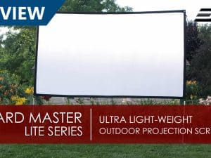Yard Master Lite Series outdoor projection screen from Elite Screens, lightweight and easy to set up.