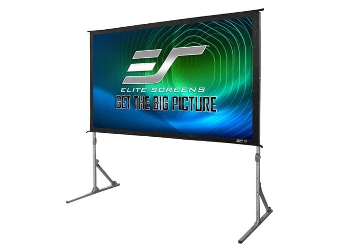 Yard Master Plus Portable Indoor Outdoor Screen Portable indoor/outdoor projector screen with folding frame for large presentations.