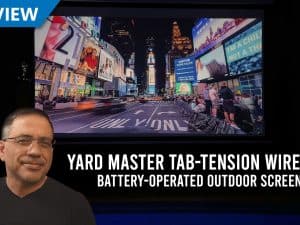 Wireless projector screen for outdoor use in Yard Master series.