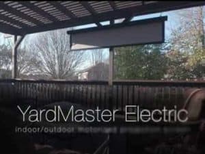 Yard Master Electric Series projector screen for outdoor and indoor use.
