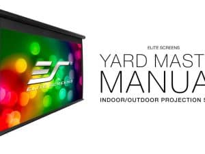 Yard Master Manual Series projector screen for indoor and outdoor use. Easy manual pull-down setup,.