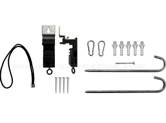 YardMaster_Manual_kitComplete Hardware kit (wall/ceiling brackets | wood screws/anchors | stakes | elastic rope | hooks)