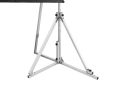 Portable projector screen tripod stand for presentations.
