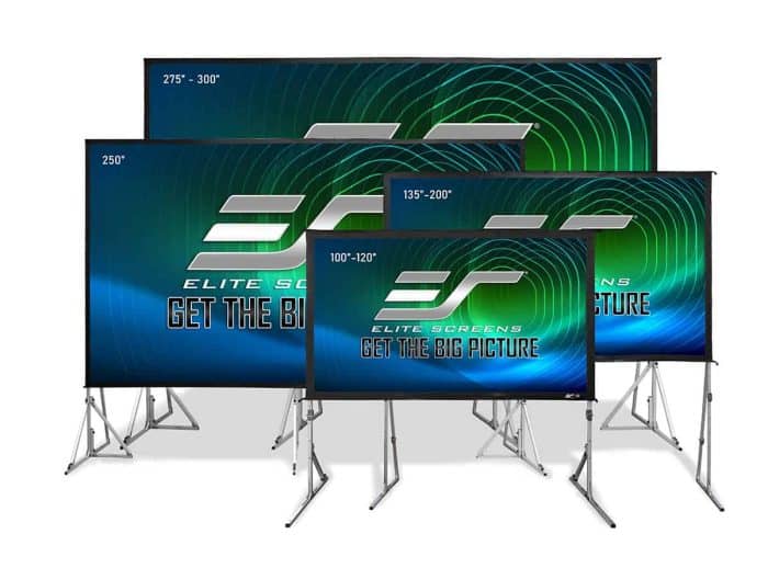Elite Screens outdoor and indoor projector screens for home theater and presentations.