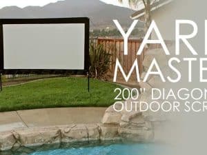 Outdoor Yard Master Series 200" diagonal projector screen for outdoor entertainment.