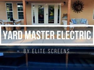 Yard Master Electric Tension Series projector screen for outdoor entertainment.