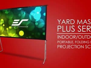 Portable Yard Master Plus Series projector screen for indoor and outdoor use.