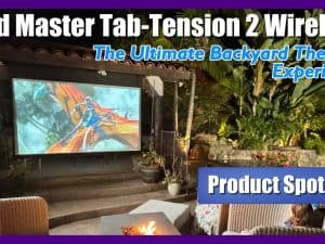 Wireless projector screen for outdoor backyard theater.