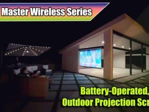 Outdoor wireless projector screen for yard master series.