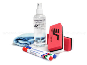 ZER3 : 1 bottle of 8.45 oz. cleaning solution, 1 microfiber cloth, 2 high density foam erasers, 2 sets of blue & red markers