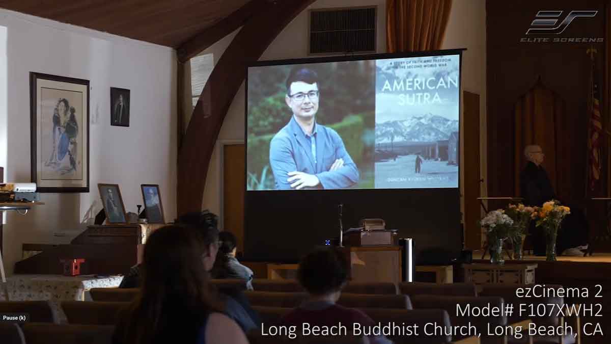 ezCinema 2 “Free-Standing” Portable Pull-Up Projection Screen @ Buddhist Church