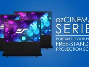 Portable ezCinema 2 Series projector screen for home theater and presentations.