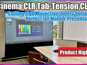 Elite Screens ezCinema CLR Tab-Tension 5 Projector Screen for Bright Rooms.