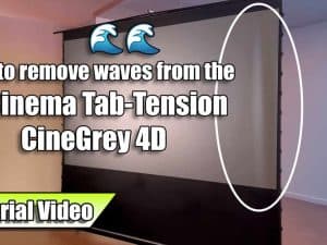 Close-up of a projector screen showing wave removal process for CineGrey 4D series.