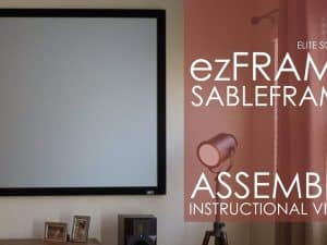 Sable Frame Series projector screen with sleek black frame for home theater setups.