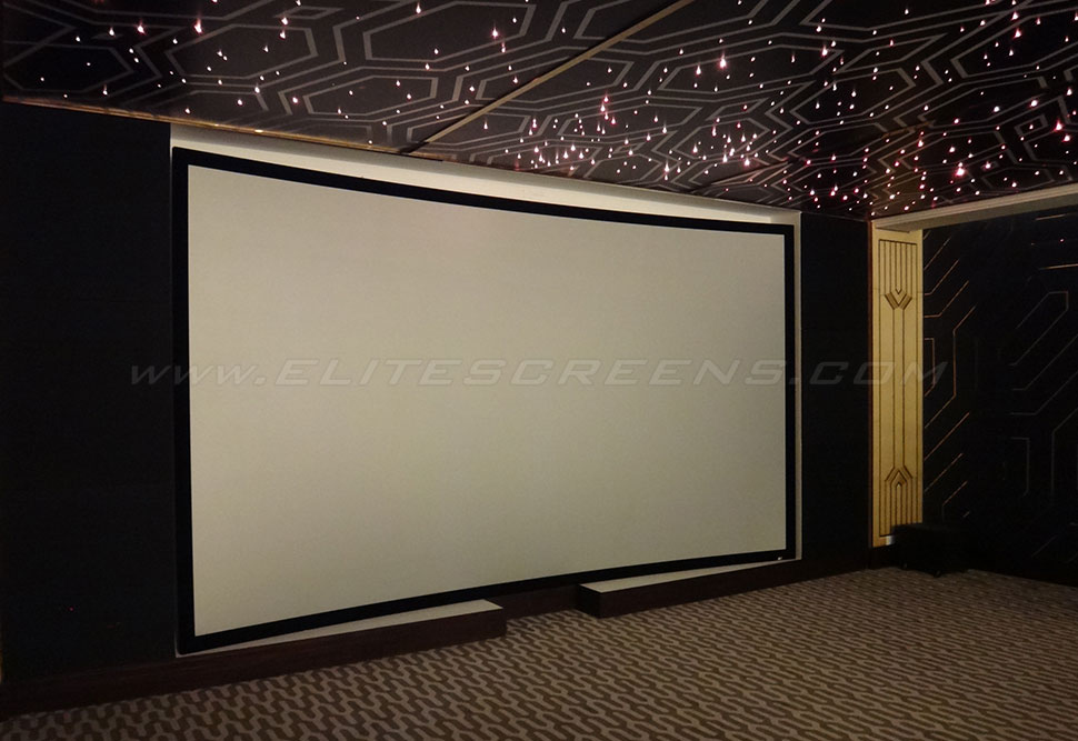 Sound Transparent Perforated Weave Curved Home Theater Fixed Frame Projector Screen CURVE84H-A1080P3 84-inch Diagonal 16:9 Elite Screens Lunette Series 
