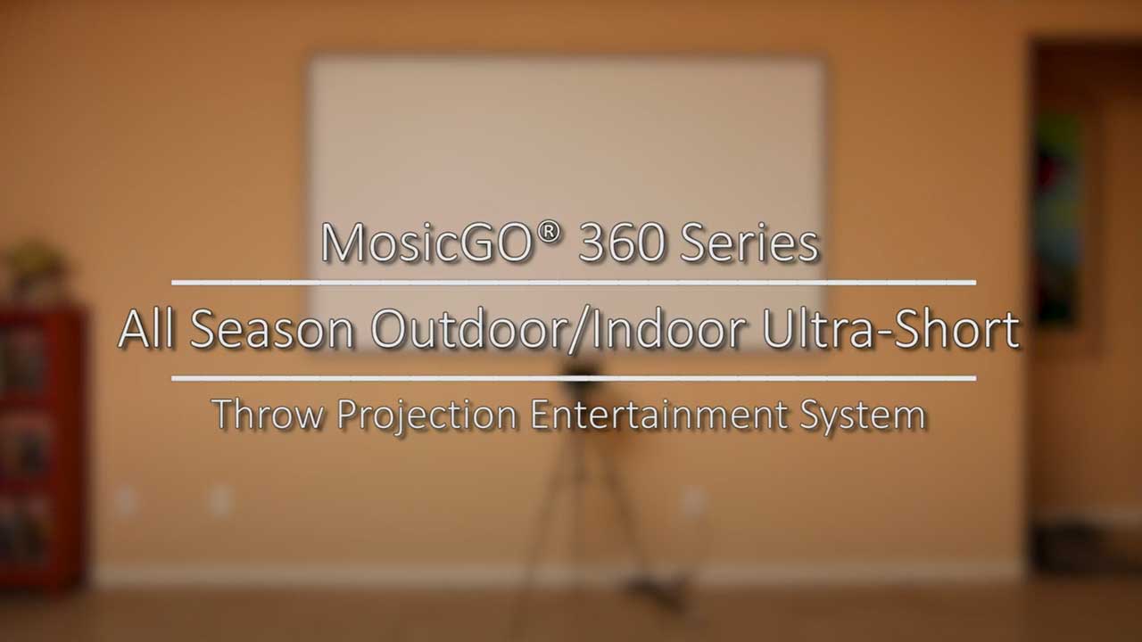 MosicGO® 360 All Season Outdoor Indoor UST Projector/EDGE FREE® Fixed Frame Screens CineWhite UHD-B